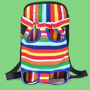 NWT Pawaboo Small Pet Carrier Backpack Dog Open Top Fur Baby Rainbow Pride